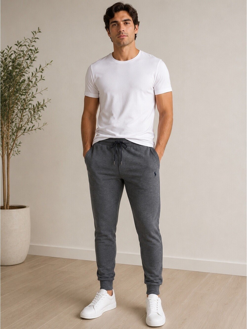 Polo Ralph Lauren Men's Medium Double Knit Jogger Pants Sweatpants Gray